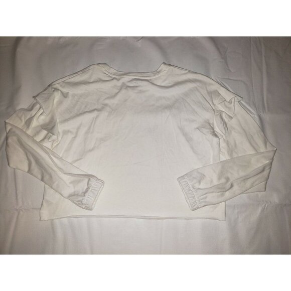 Nwt Arizona Jean Co Jrs Size Large Cream Long-Sleeve Ruffled Arm Crop Top - Picture 3 of 3